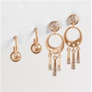 NEW Torrid Pave Delicate Hoop Set Bronze Brushed Gold Dangly Hoop 2 Pairs